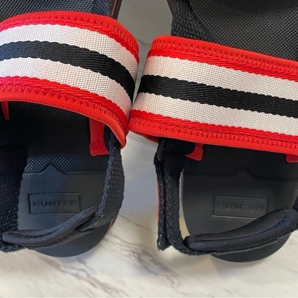 Hunter Original Beach Sandal Strap Hook Loop Red Black White Stripe Sz UK 10 main image 8